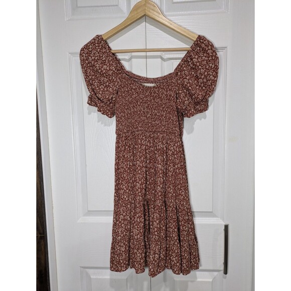 Women's Altar'd State Floral Burnt Orange Babydoll Dress Addey - Size XS - Picture 1 of 8
